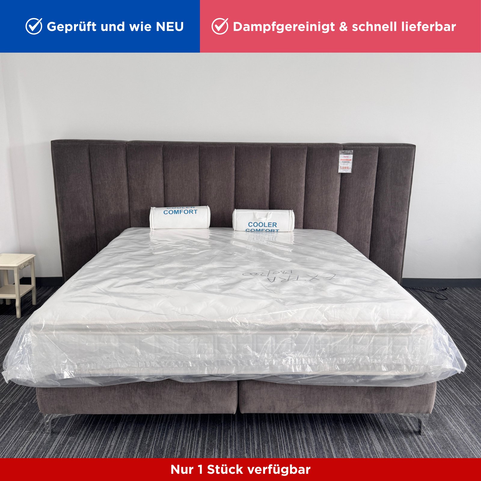 PASSION 180×200 – Boxspringbett mit LED-Sensor