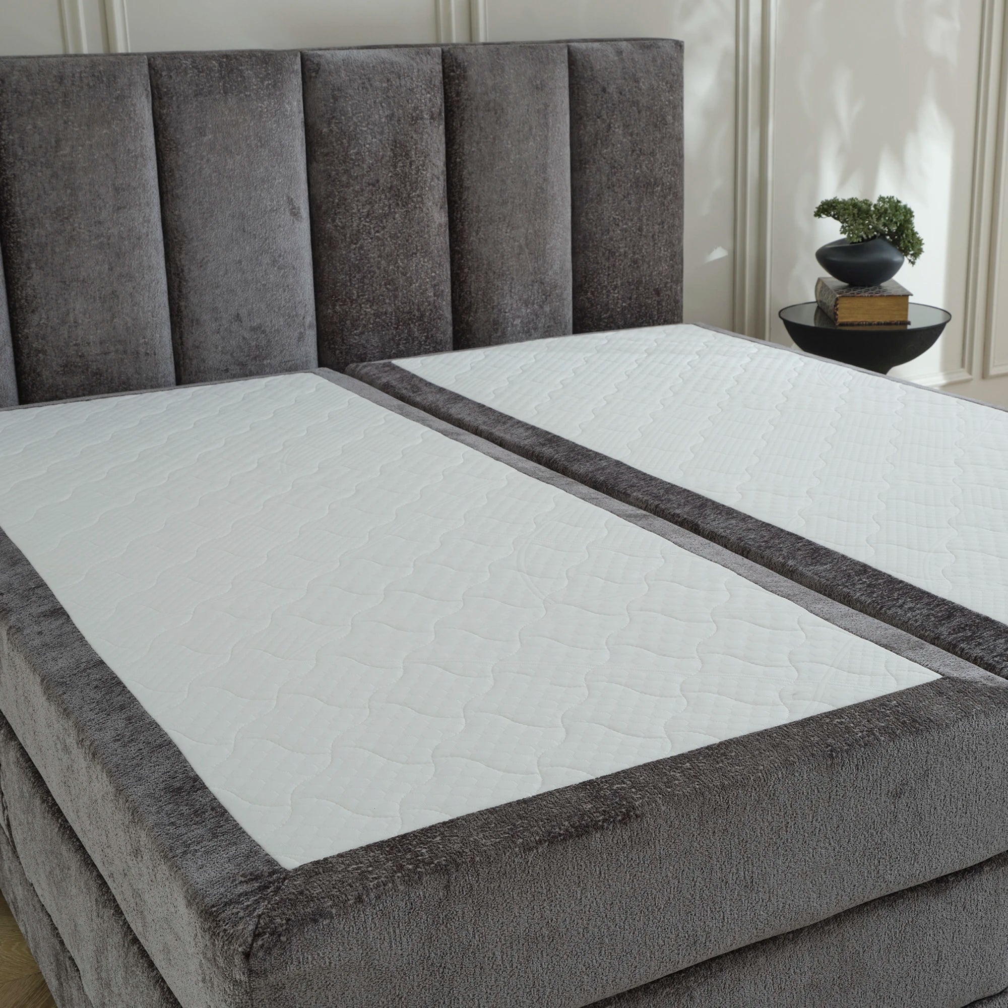 Boxspringbett OSCAR Boucle elektrisch verstellbar mit Matratze & Topper