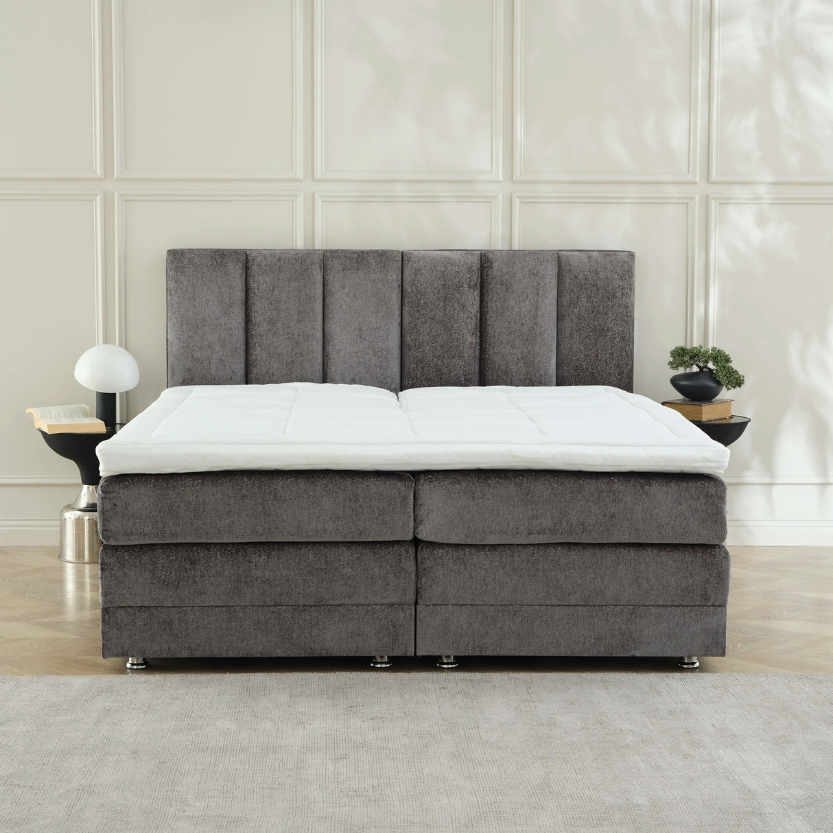 Boxspringbett OSCAR Boucle elektrisch verstellbar mit Matratze & Topper