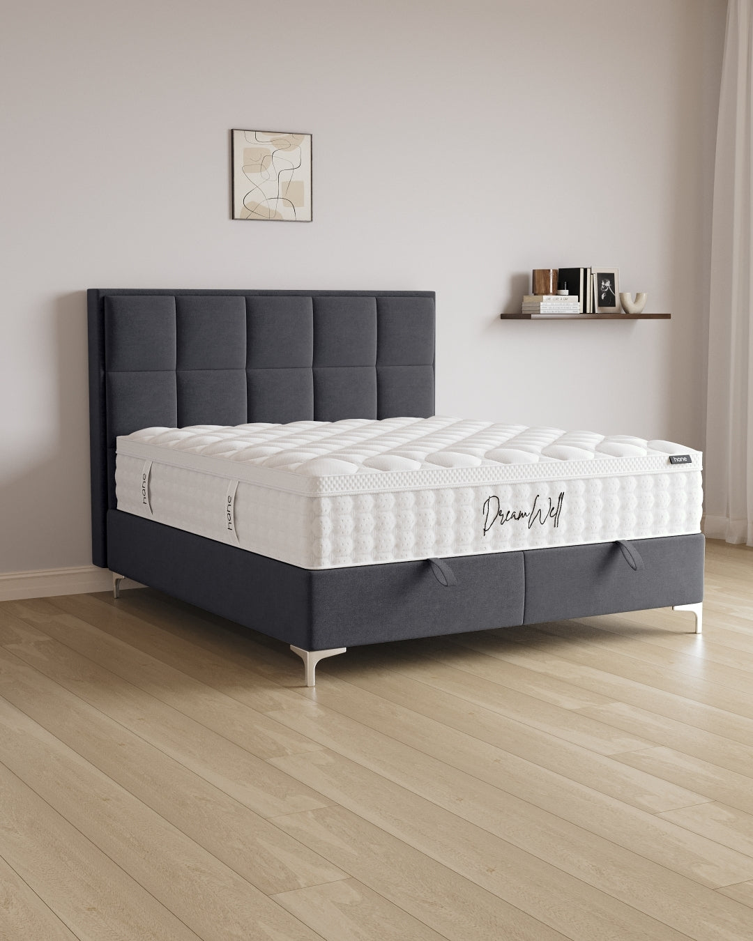 Bett mit Stauraum Castle in Samt