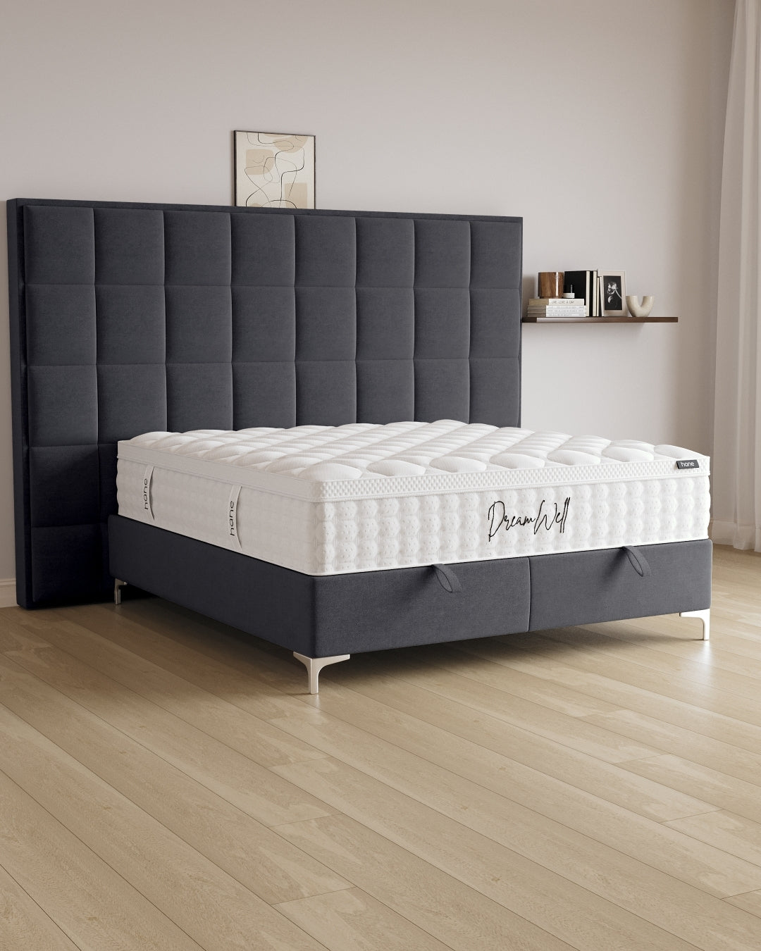 Bett mit Stauraum Castle Long in Samt