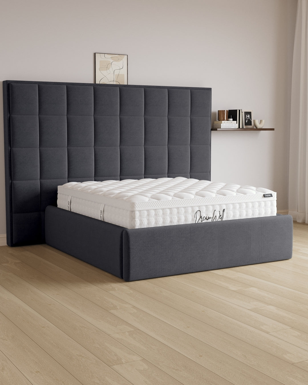 Bett mit XXL Stauraum Castle Long in Samt