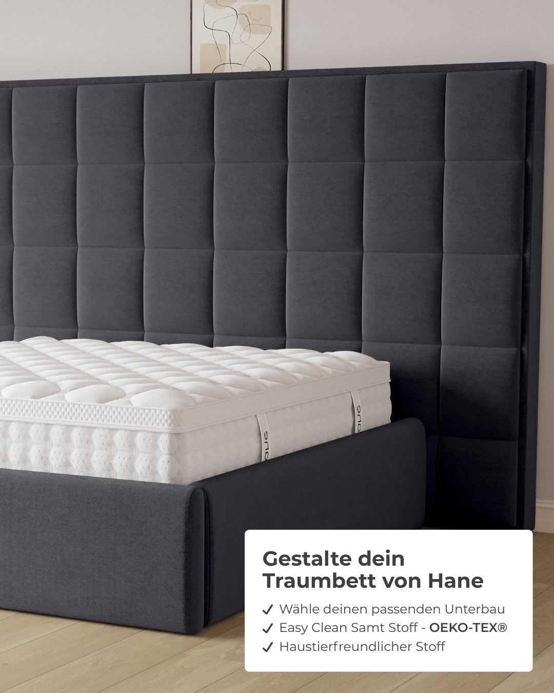 Bett mit XXL Stauraum Castle Long in Samt