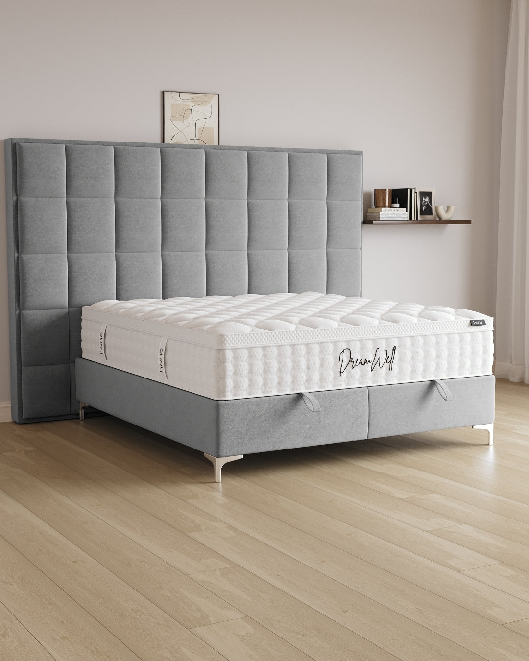 Bett mit Stauraum Castle Long in Samt