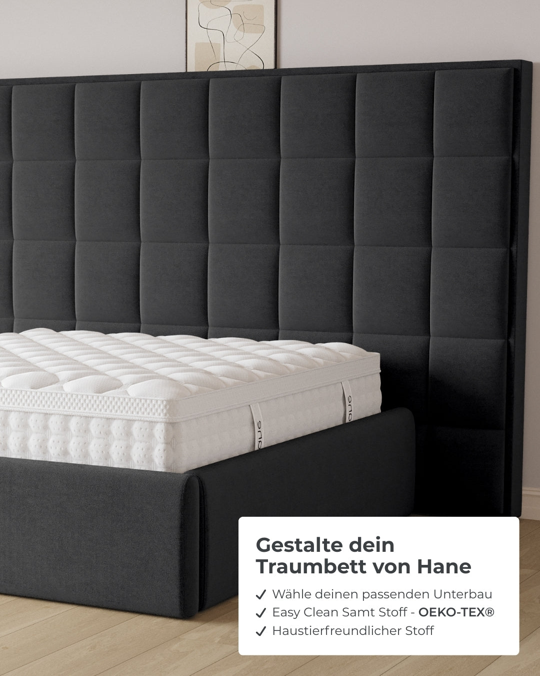 Bett mit XXL Stauraum Castle Long in Samt