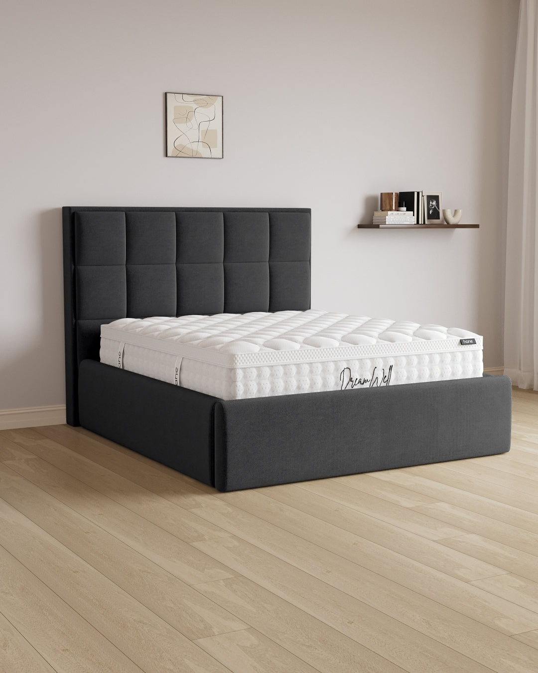 Bett mit XXL Stauraum Castle in Samt