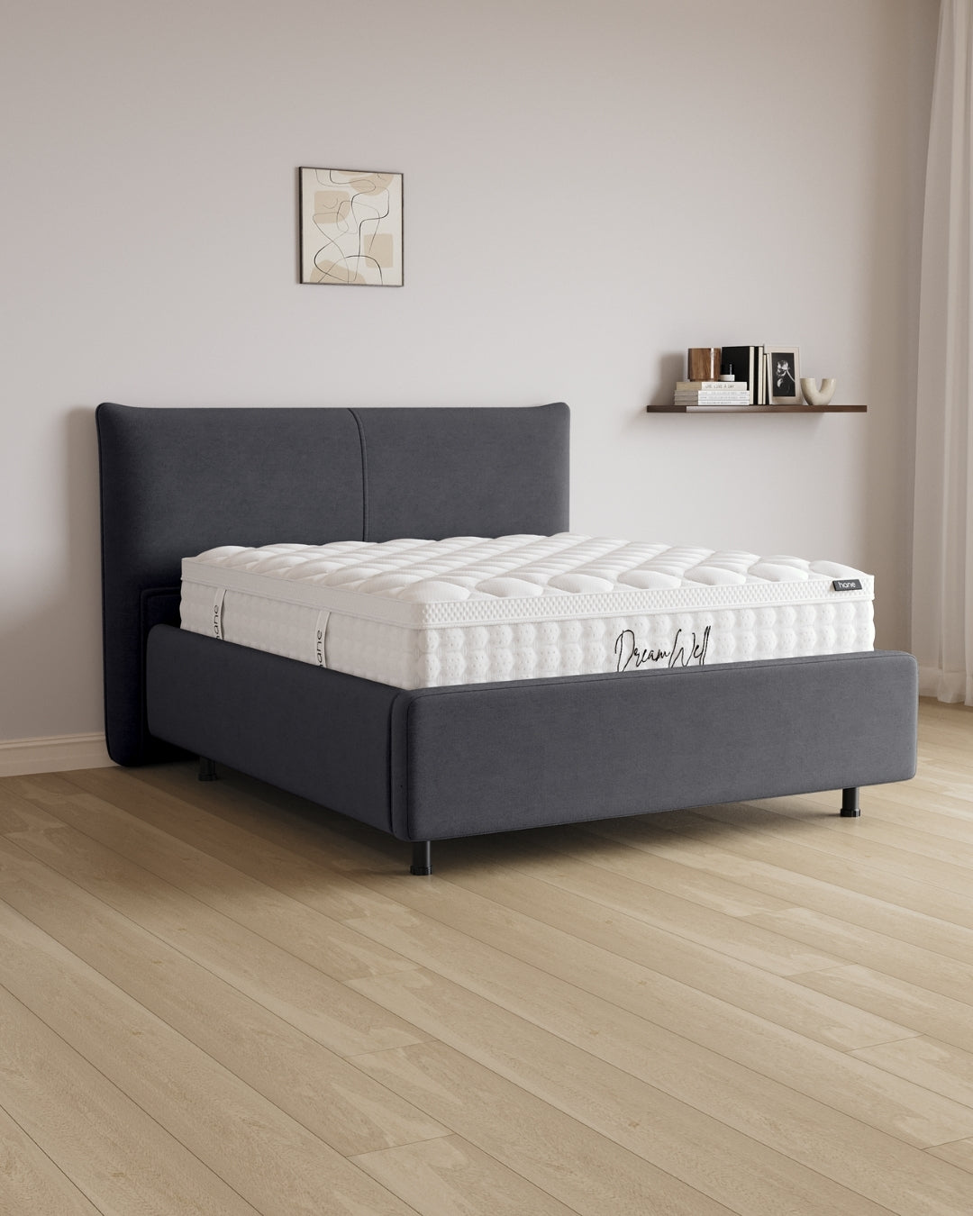 Bett mit Stauraum Pro Catera in Samt