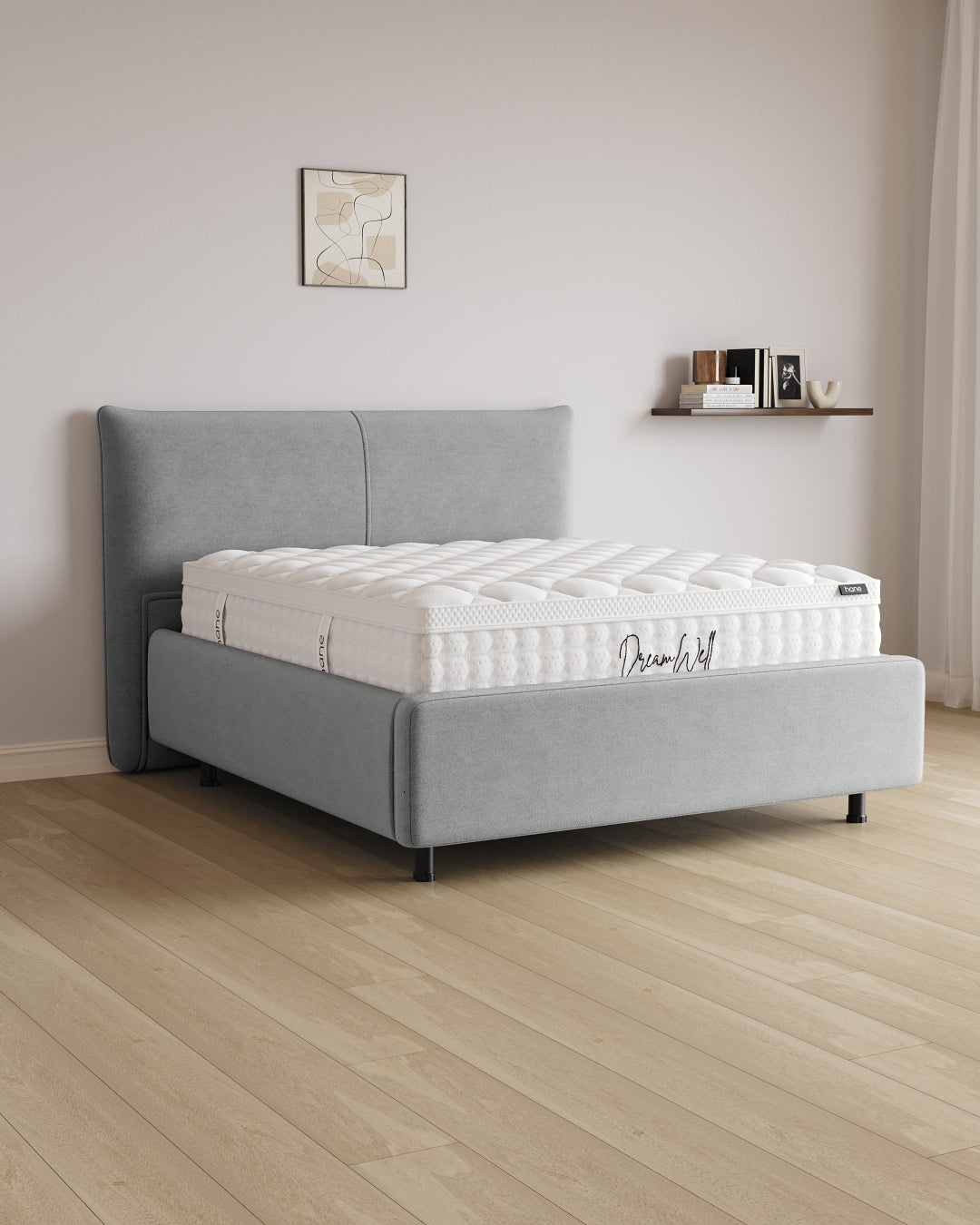 Bett mit Stauraum Pro Catera in Samt