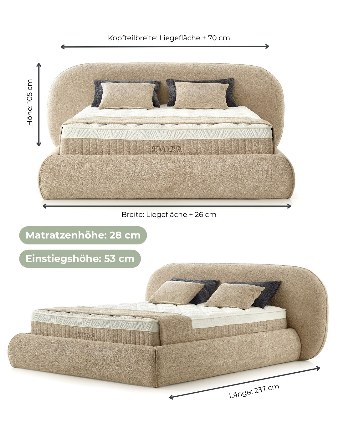 Bett mit Matratze Evora