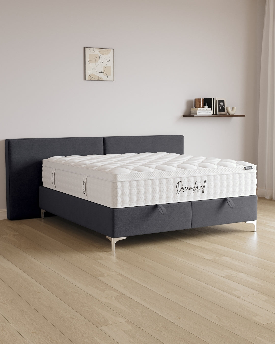 Bett mit Stauraum Grand in Samt