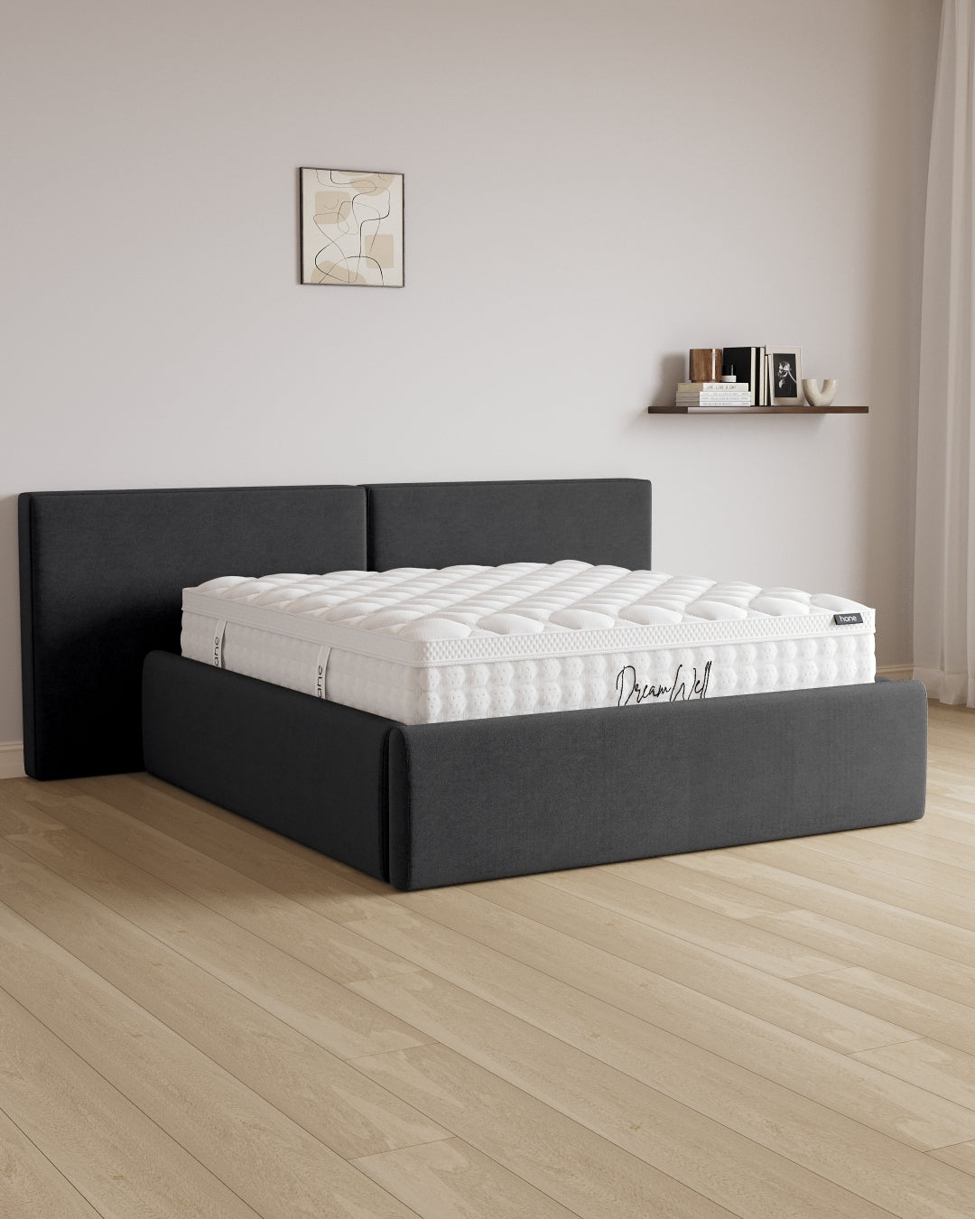 Bett mit XXL Stauraum Grand in Samt