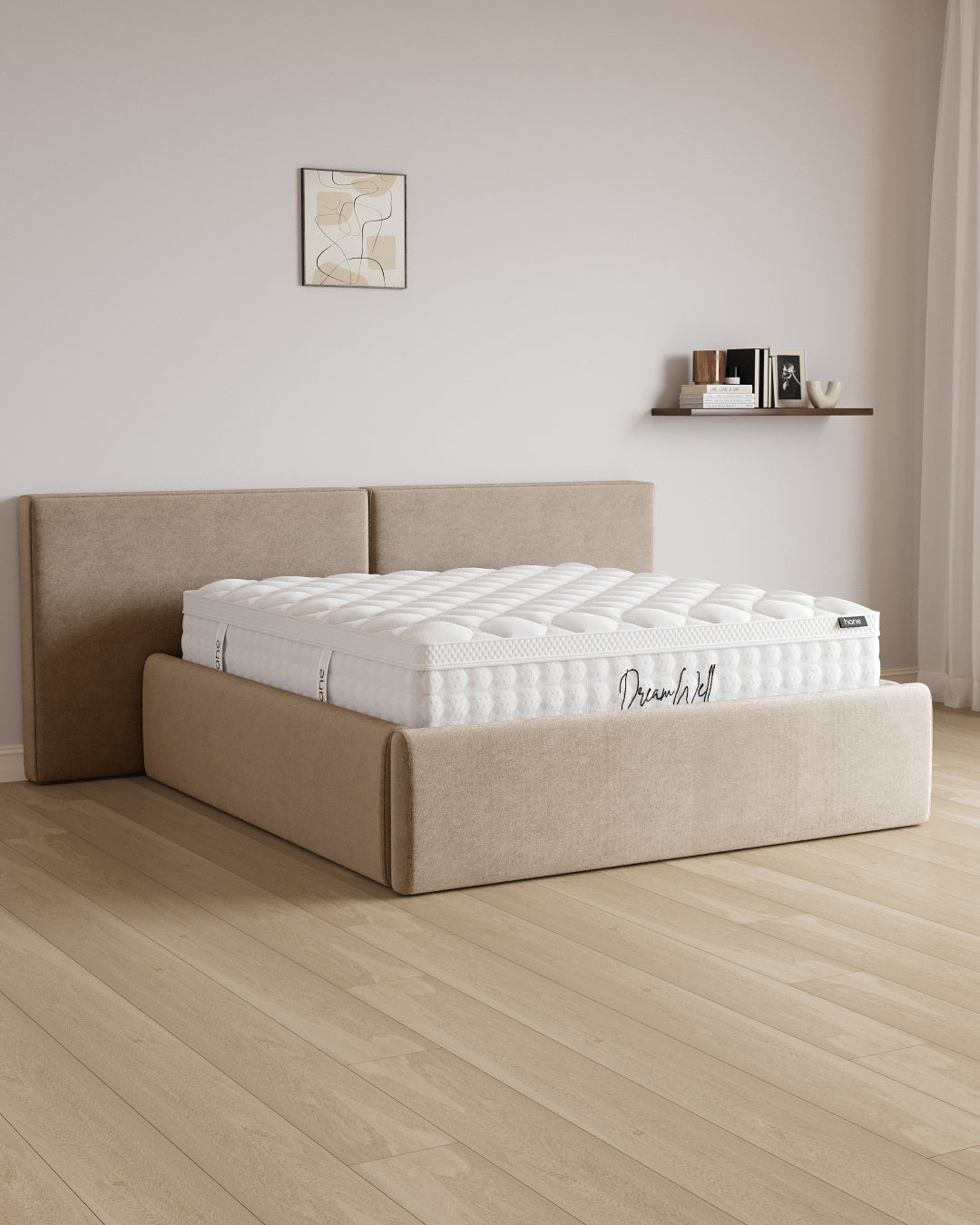 Bett mit XXL Stauraum Grand in Samt