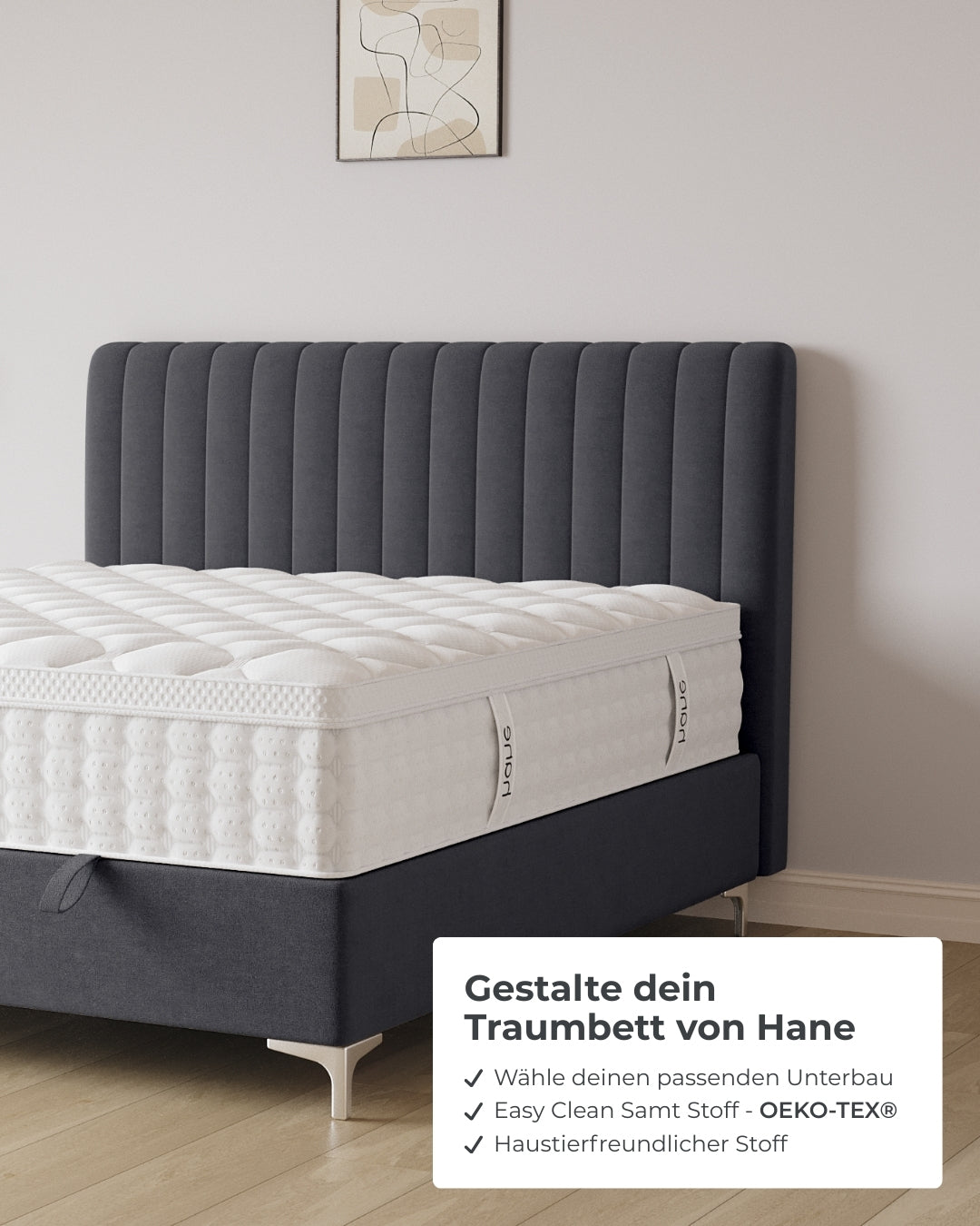 Bett mit Stauraum Line in Samt