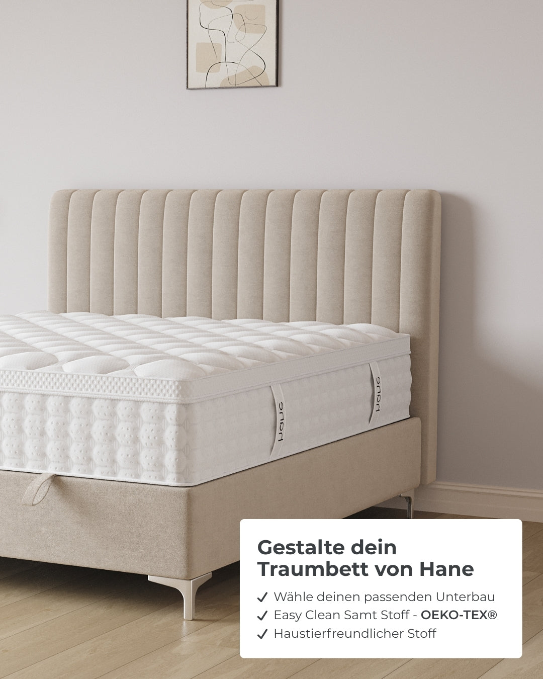 Bett mit Stauraum Line in Samt