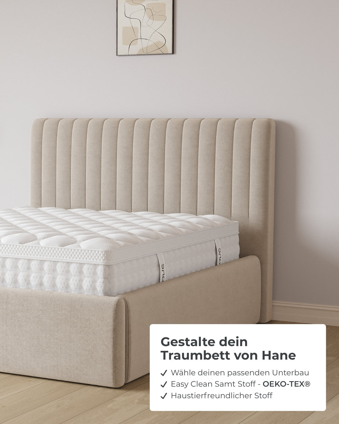 Bett mit XXL Stauraum Line in Samt