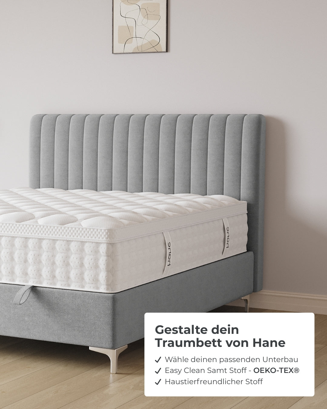 Bett mit Stauraum Line in Samt