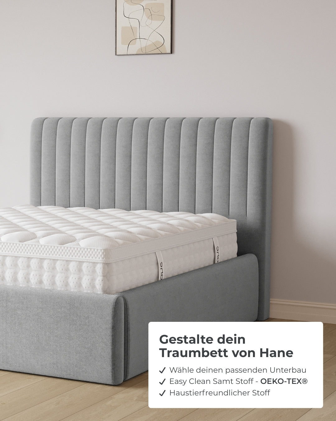 Bett mit XXL Stauraum Line in Samt