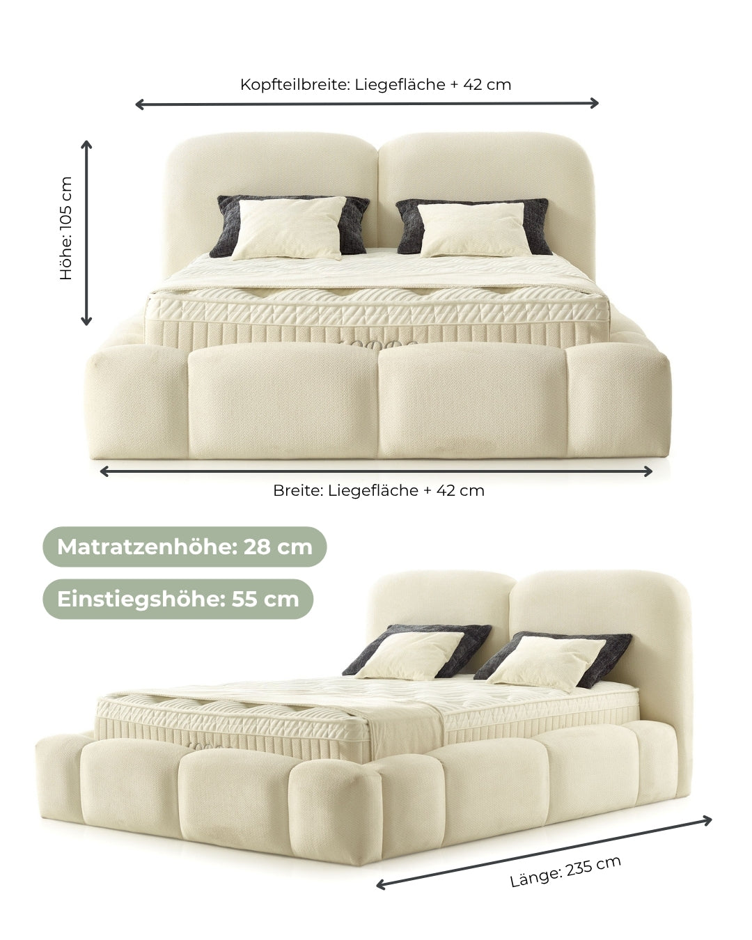 Bett mit Matratze Loddo