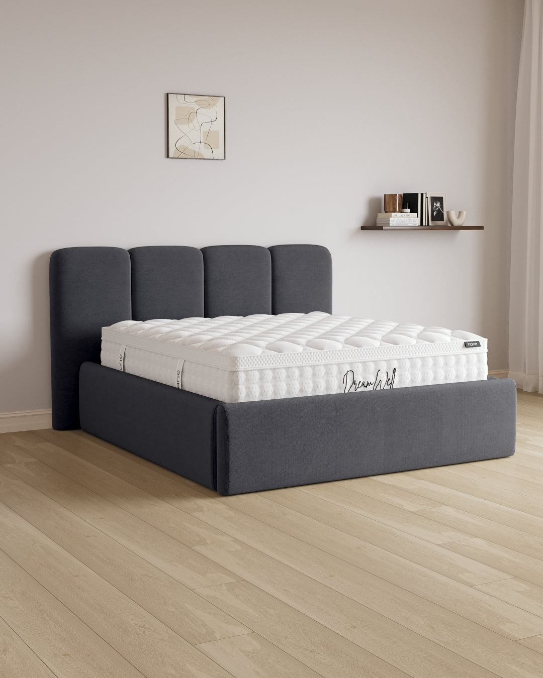 Bett mit XXL Stauraum Monte in Samt