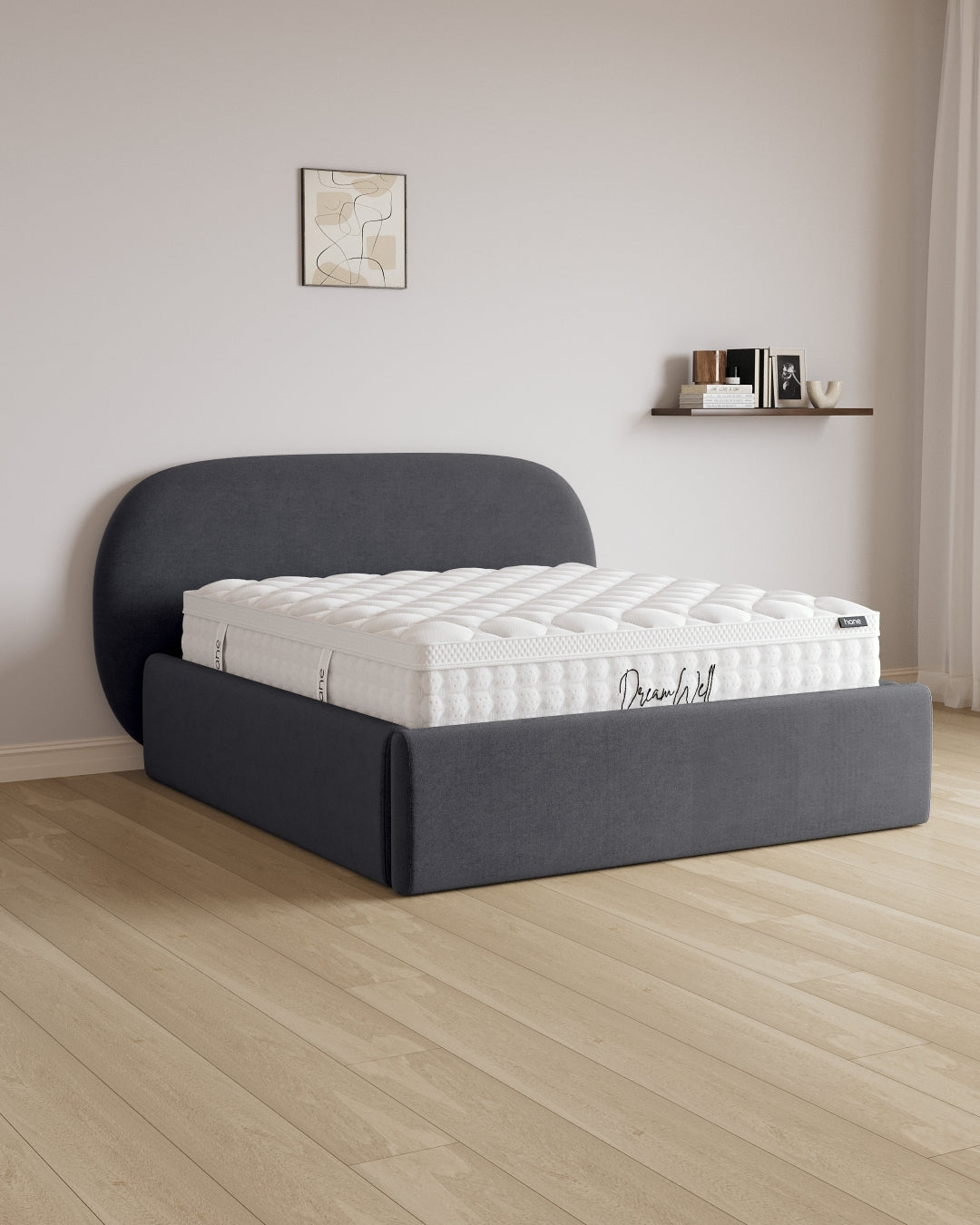 Bett mit XXL Stauraum Moon in Samt