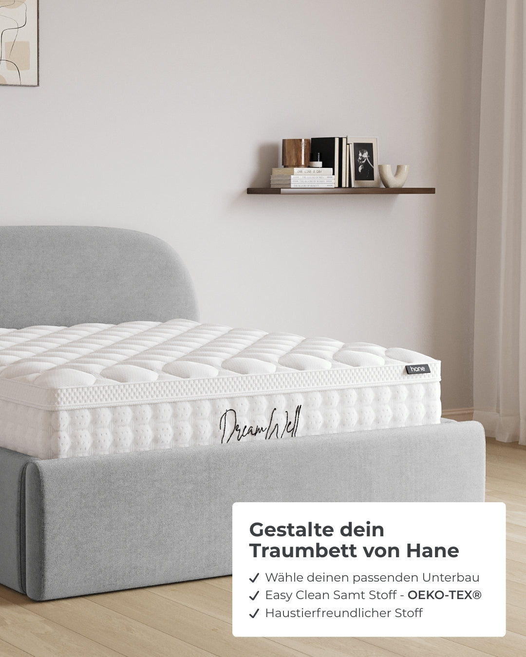 Bett mit XXL Stauraum Moon in Samt