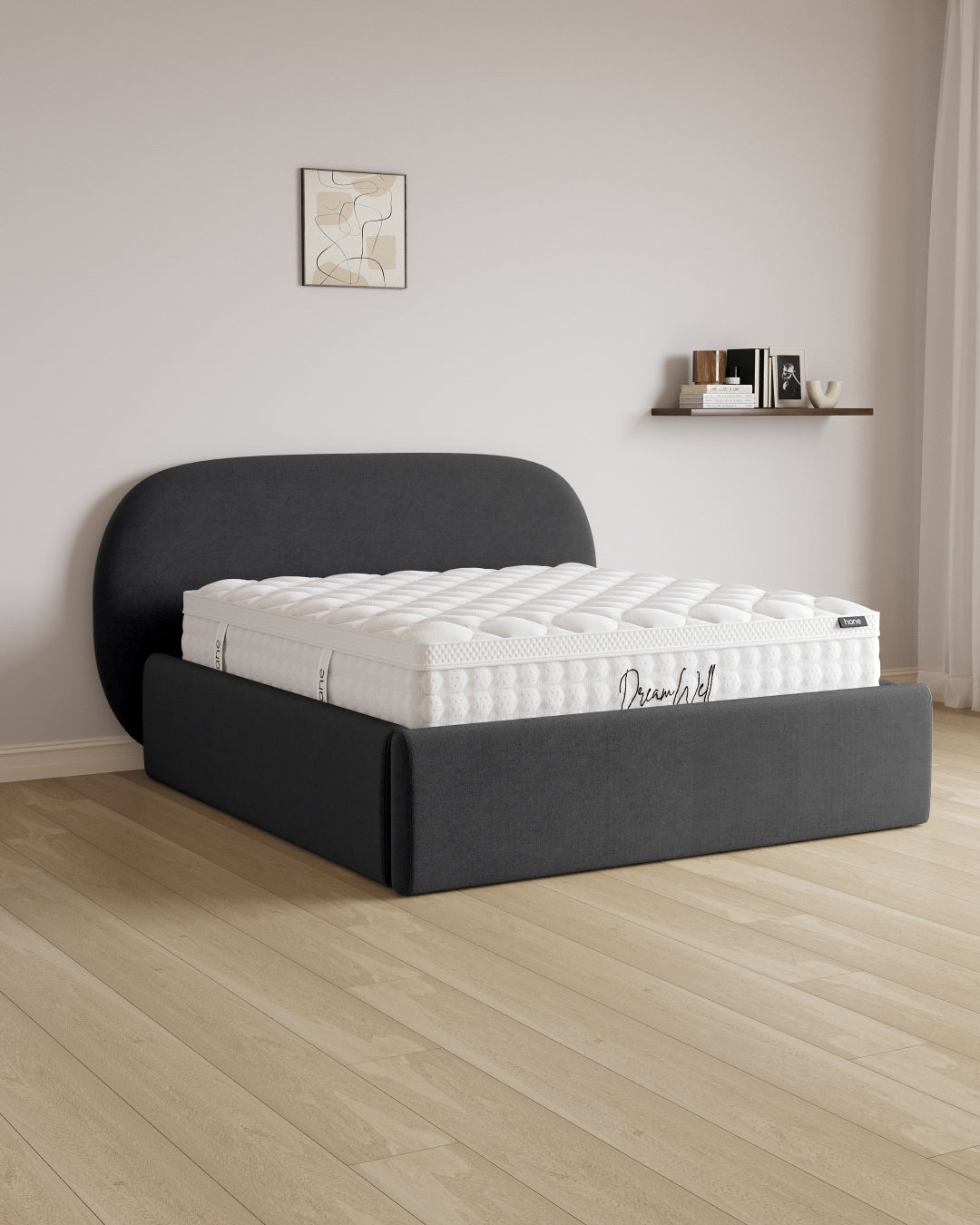 Bett mit XXL Stauraum Moon in Samt