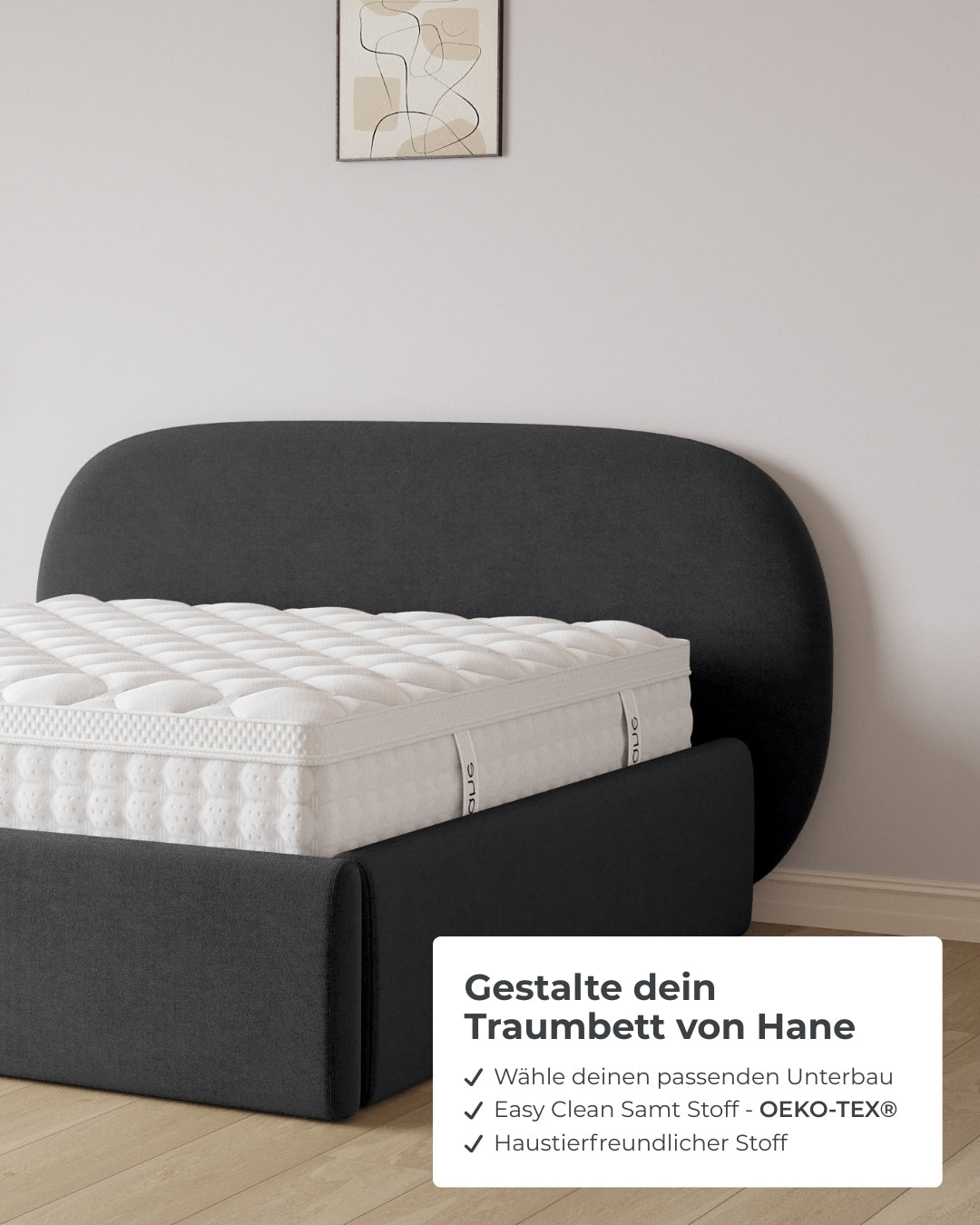 Bett mit XXL Stauraum Moon in Samt