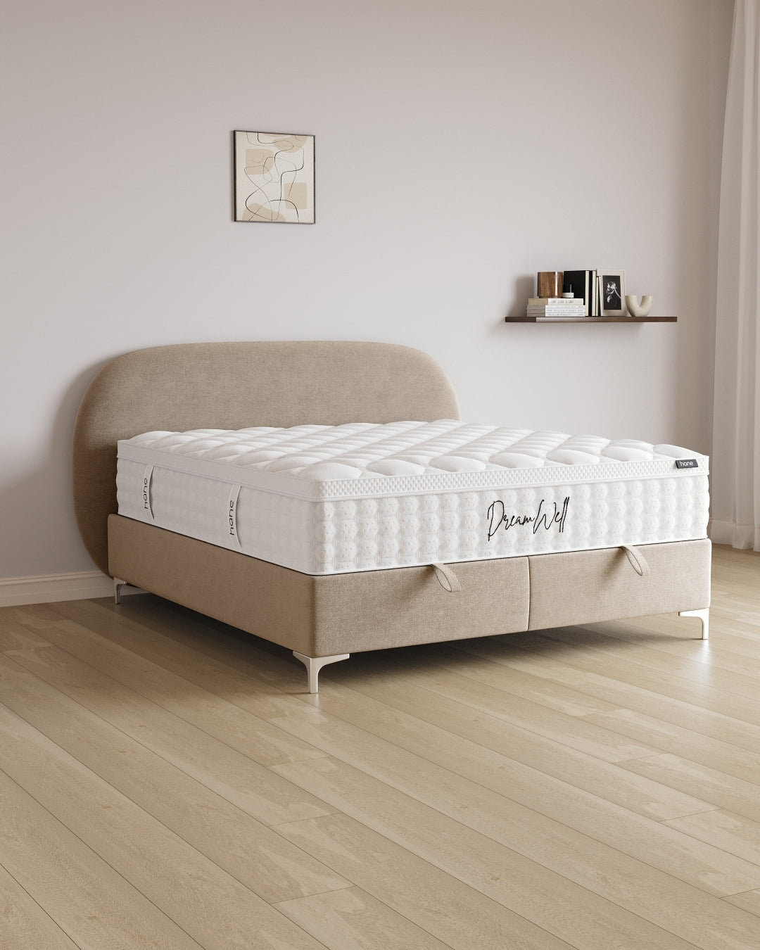 Bett mit Stauraum Moon in Samt