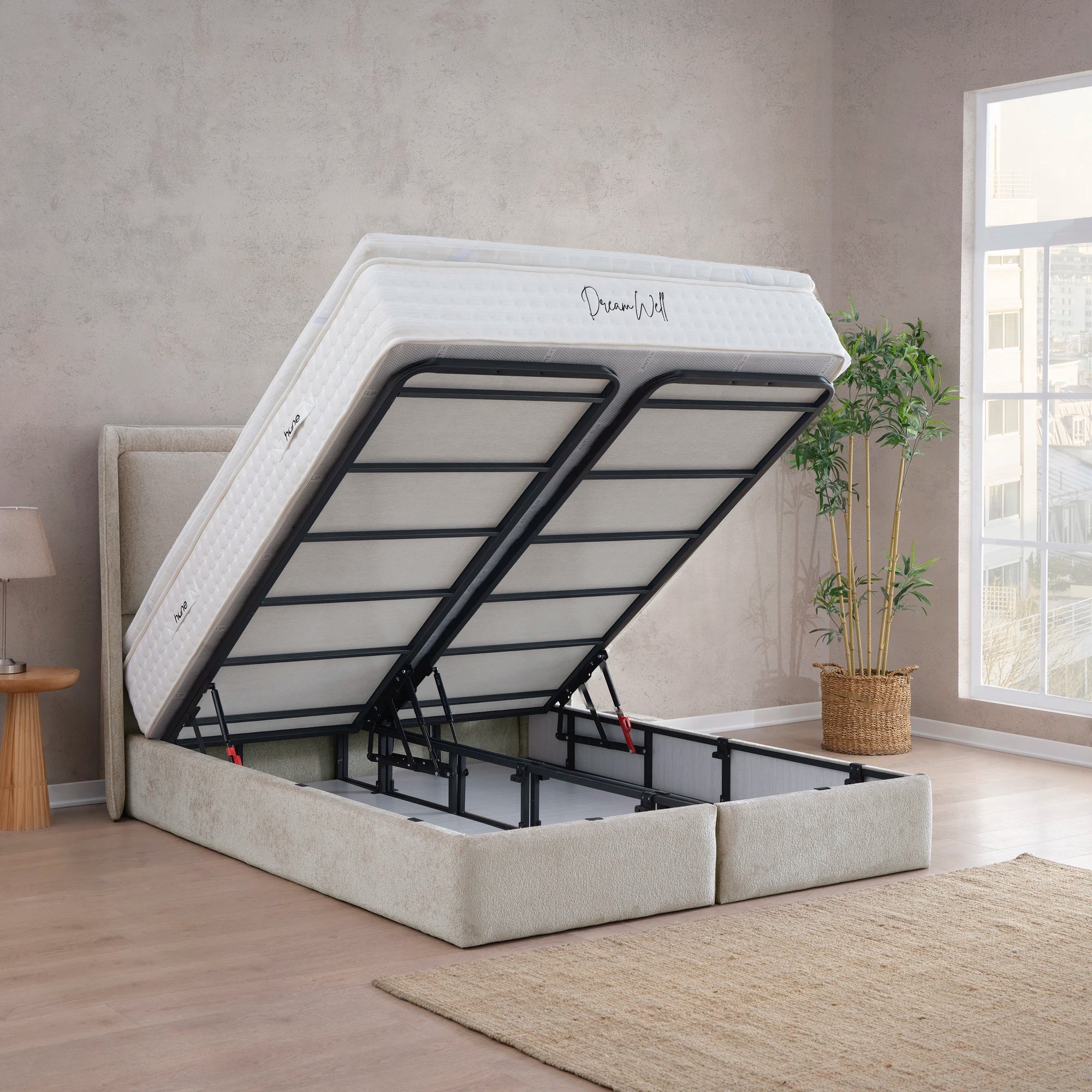 Designer Polsterbett mit Stauraum Leone