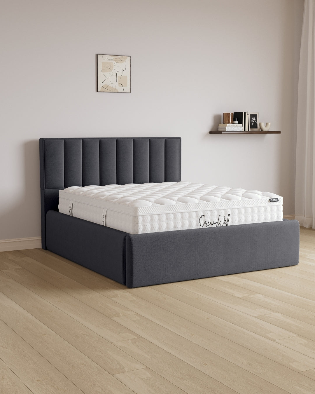 Bett mit XXL Stauraum Paris in Samt