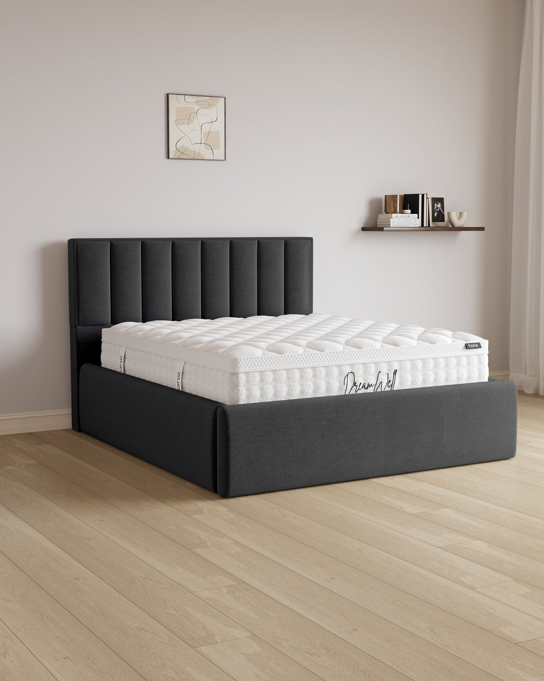 Bett mit XXL Stauraum Paris in Samt