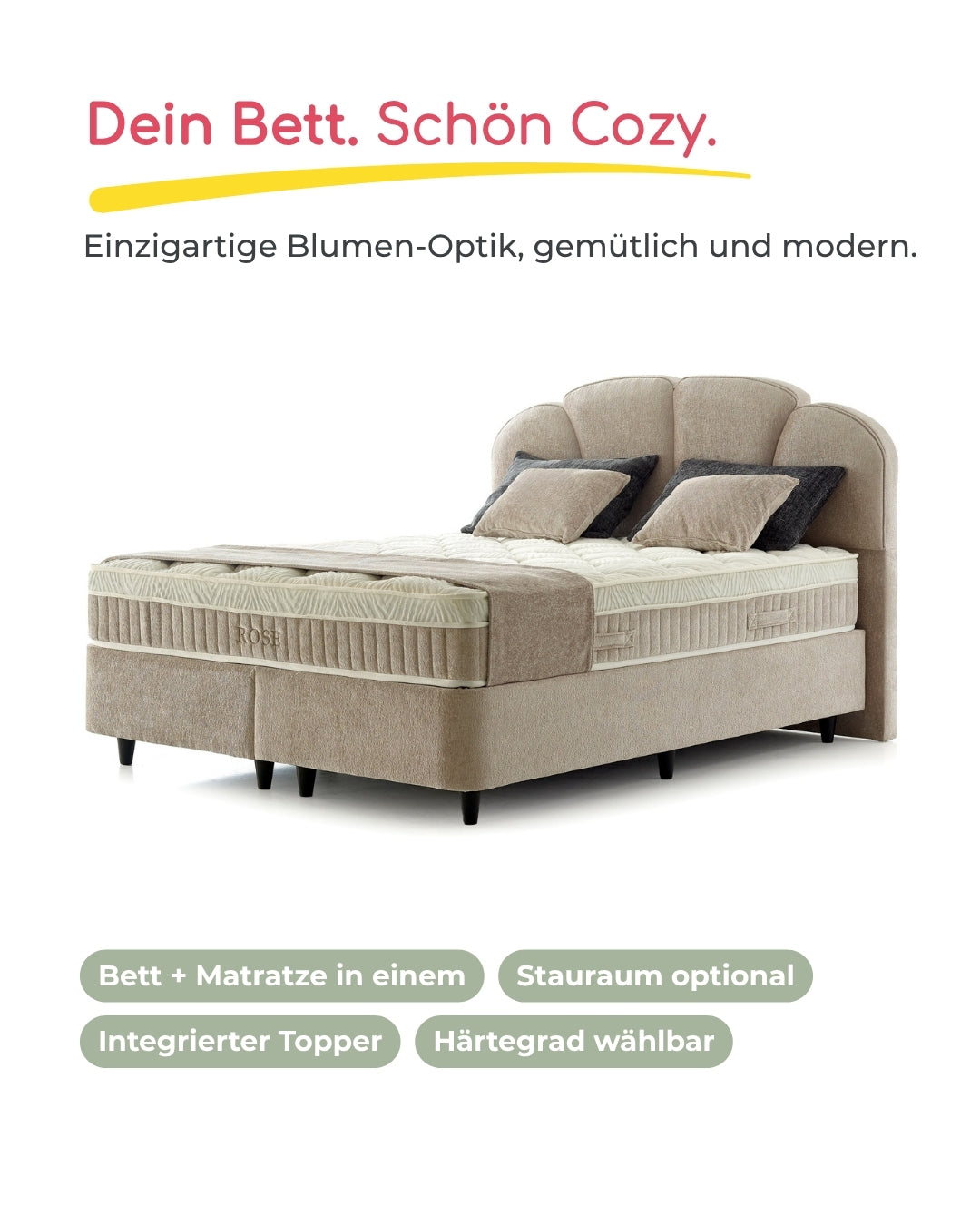 Bett mit Matratze Rose