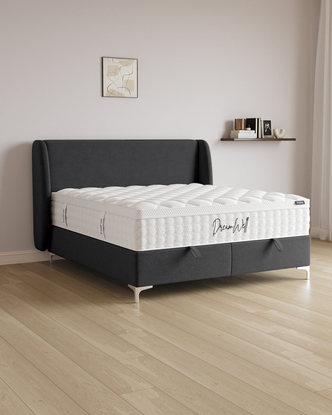 Bett mit Stauraum Sky in Samt