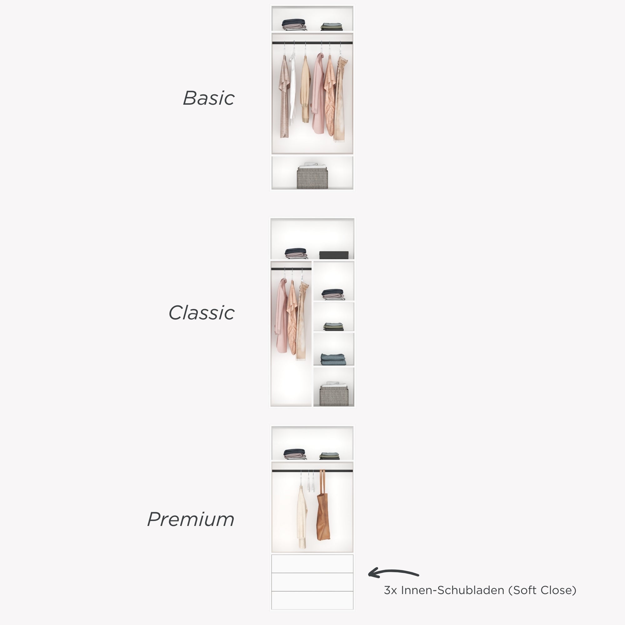 Modularer Drehtürenschrank LUCA – 100 cm Breite