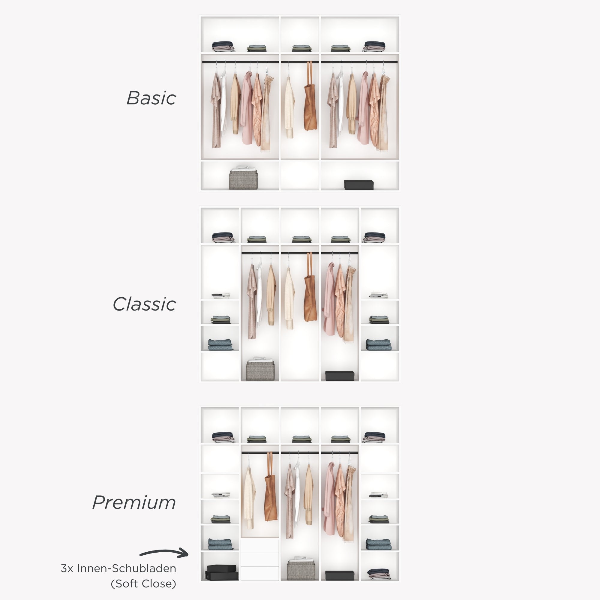 Modularer Drehtürenschrank EMMA – 250 cm Breite