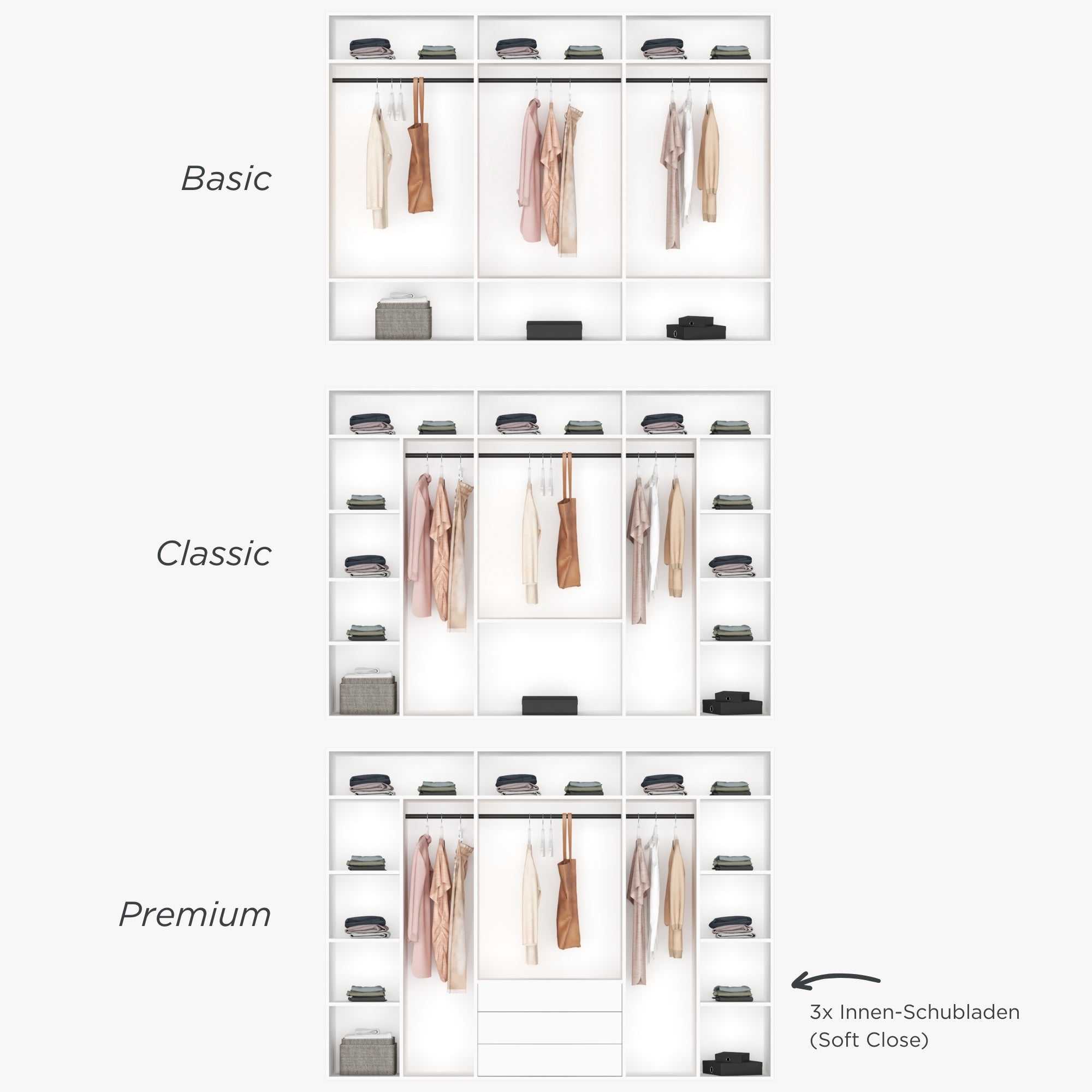 Modularer Drehtürenschrank MARLENE 1 – 300 cm Breite