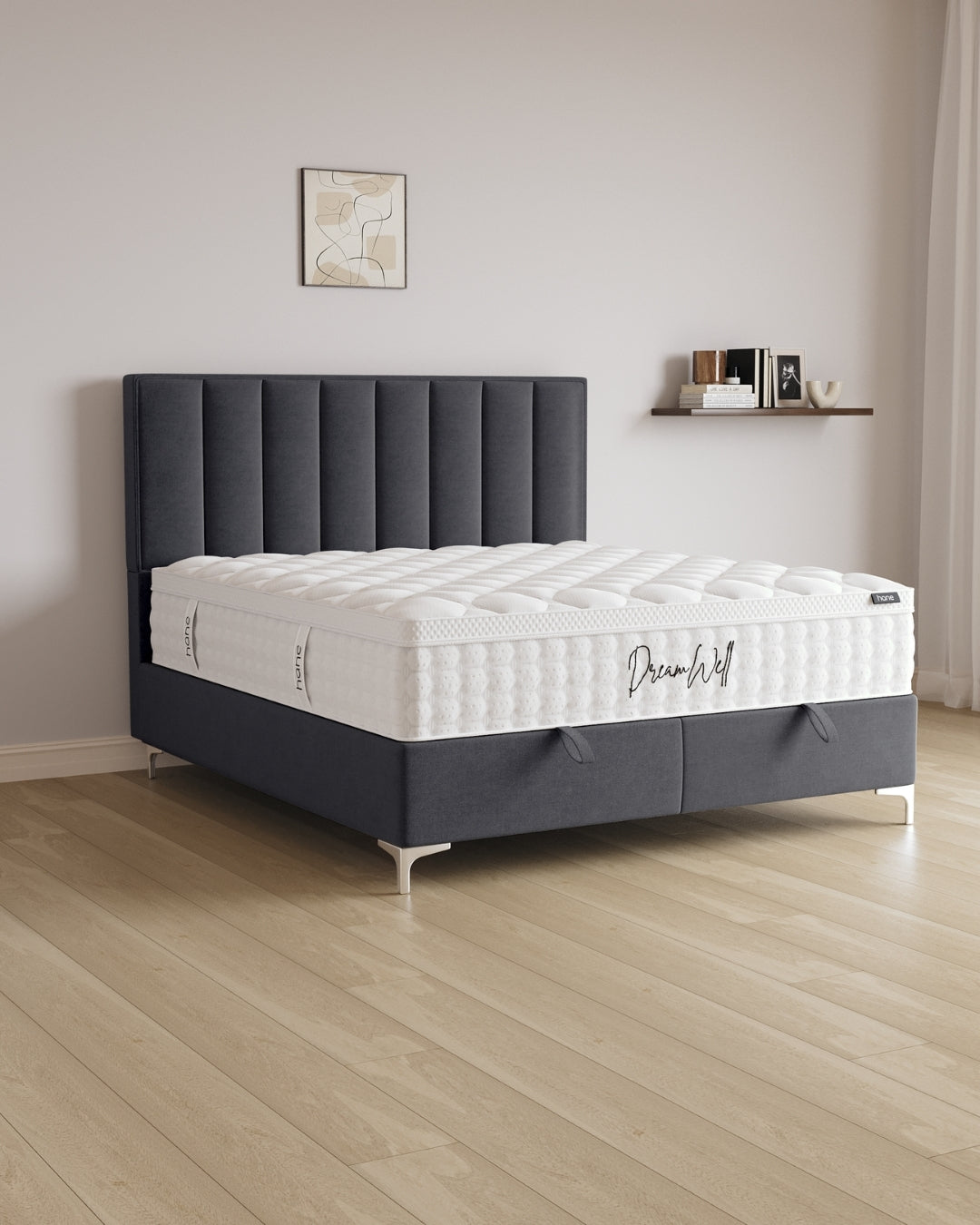 Bett mit Stauraum Vertical in Samt