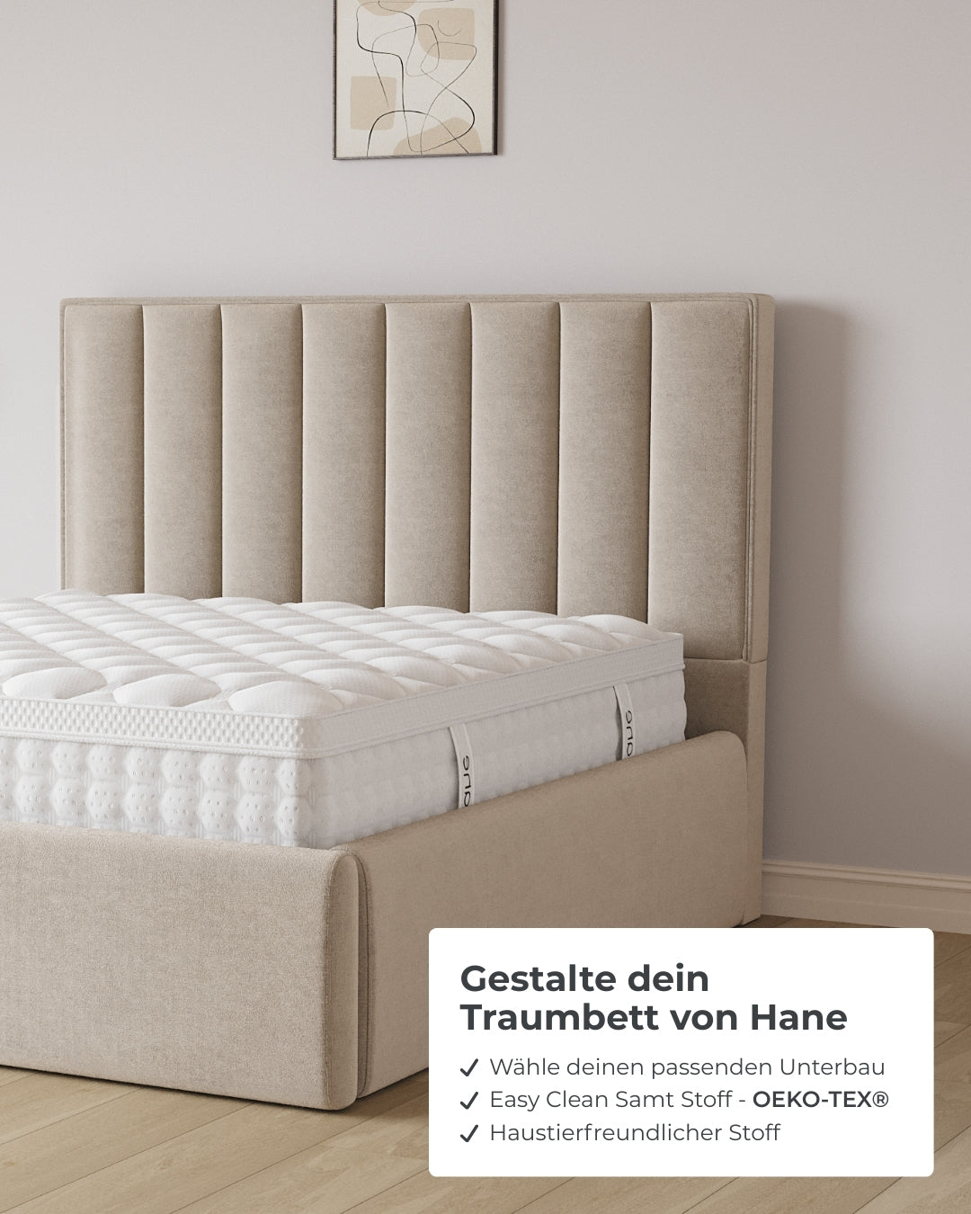 Bett mit XXL Stauraum Vertical in Samt