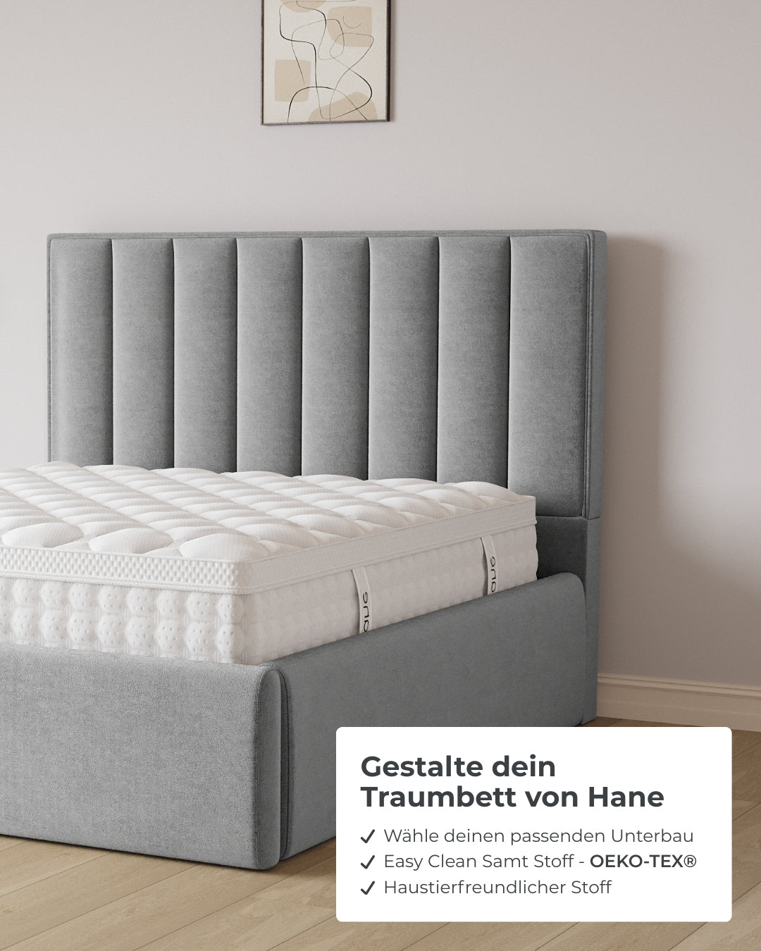 Bett mit XXL Stauraum Vertical in Samt