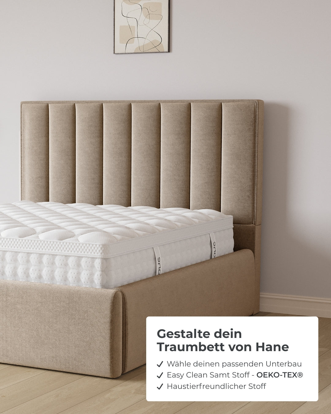 Bett mit XXL Stauraum Vertical in Samt