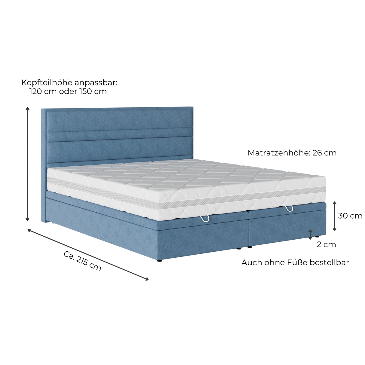 Komplettes Bett GENESIS (inkl. Cloudy Matratze)