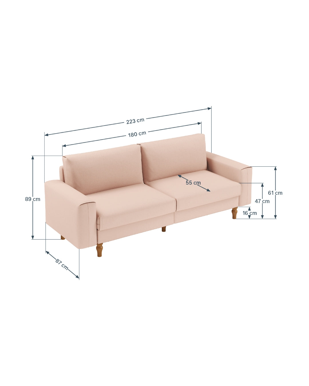Modulares Sofa Jay 3-Sitzer mit Schlaffunktion