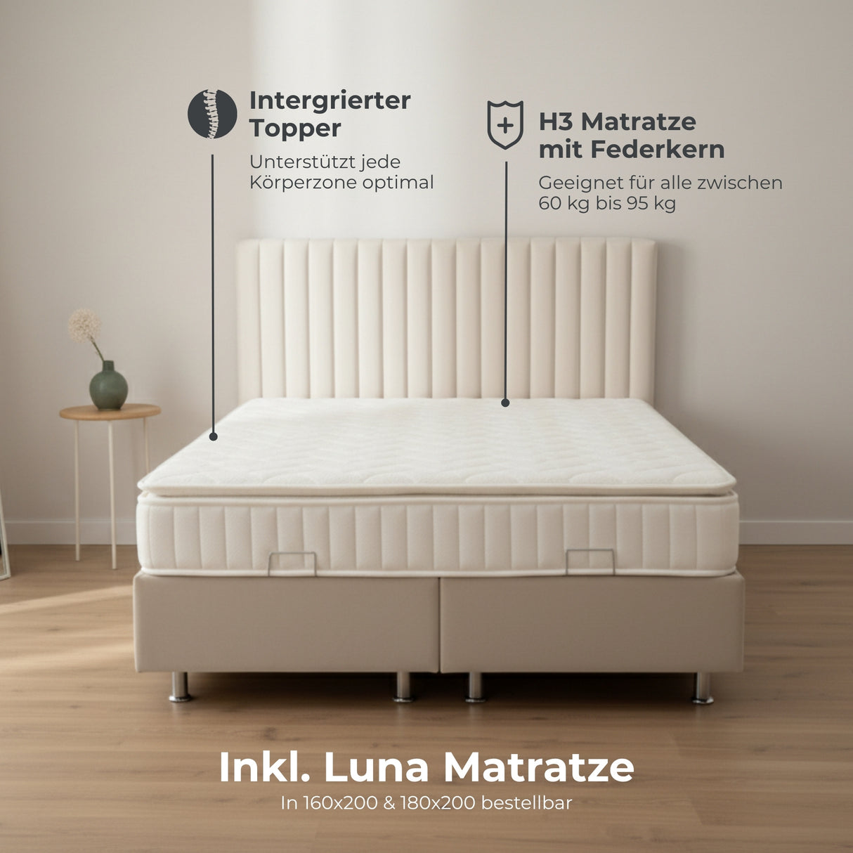 Komplettes Bett LUNA (inkl. Luna Matratze)