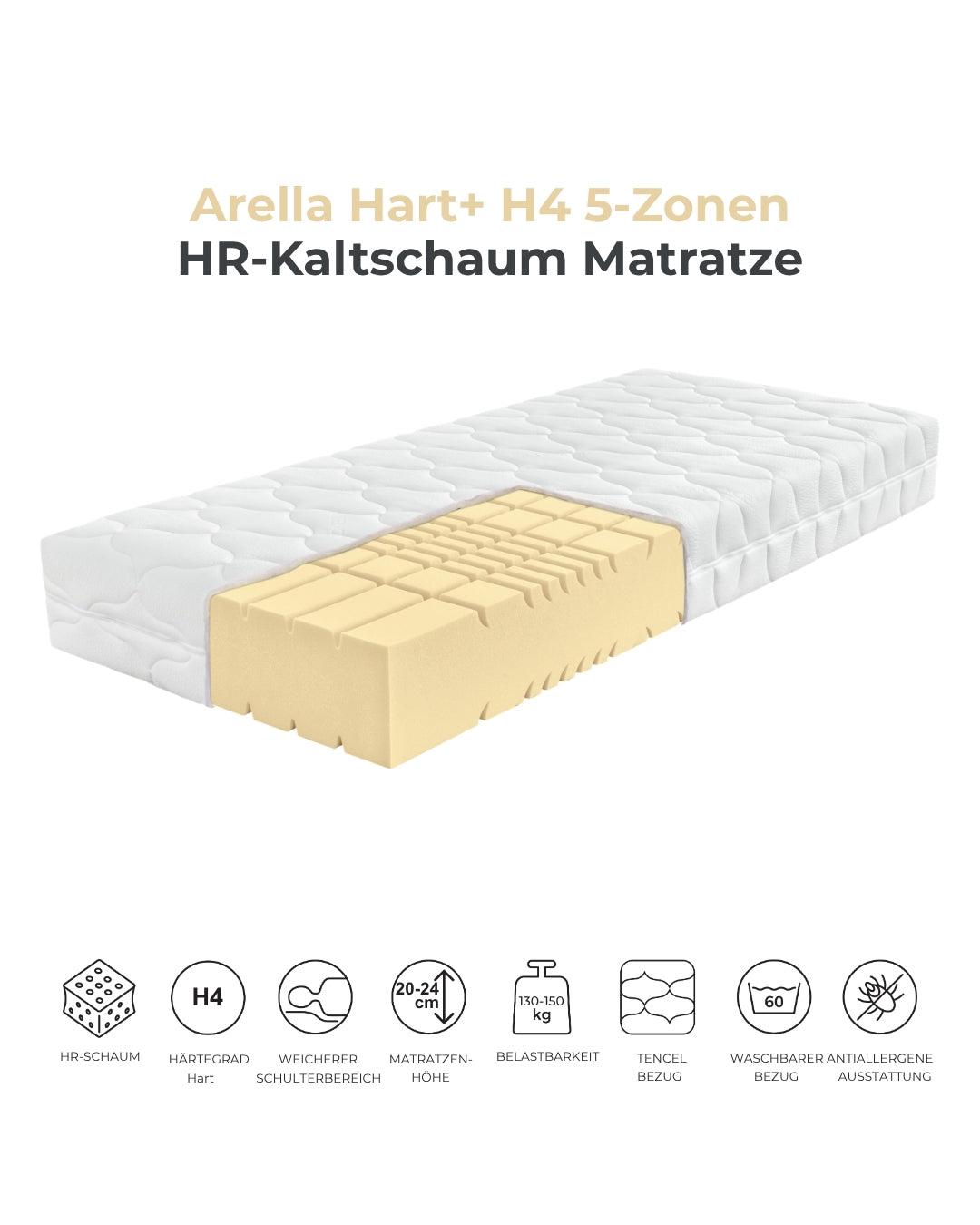 Ahorn™ Arella+ Kaltschaummatratze – Hart