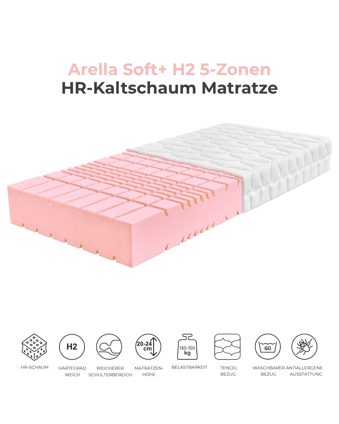 Ahorn™ Arella+ Kaltschaummatratze – Weich