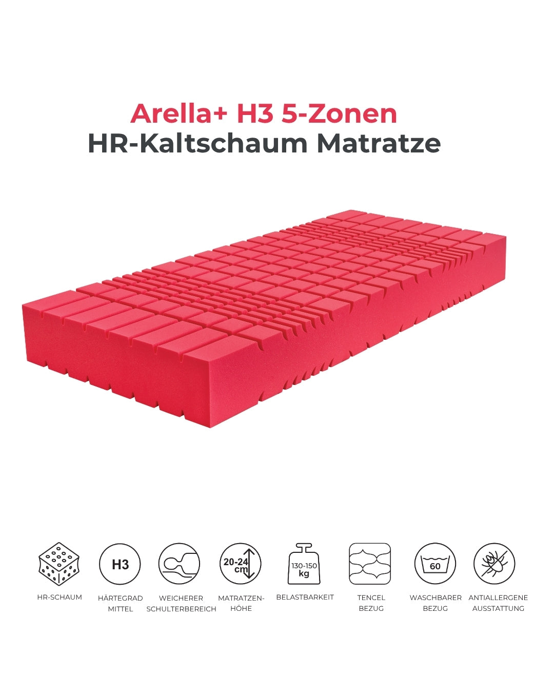 Ahorn™ Arella+ Kaltschaummatratze – Mittel