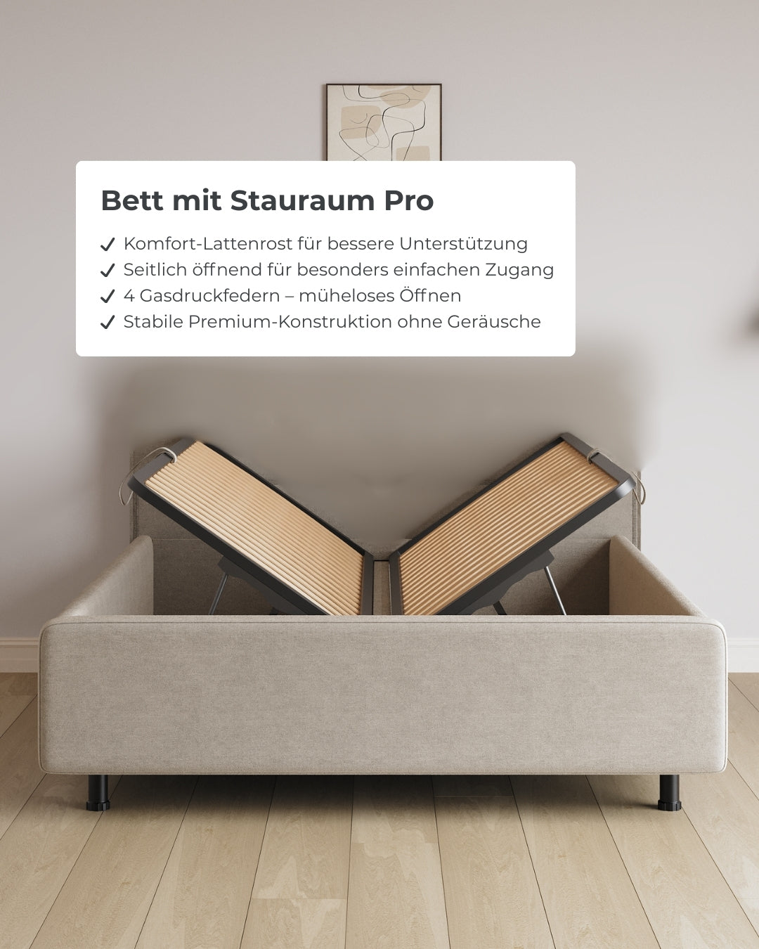 Bett mit Stauraum Pro Line in Samt