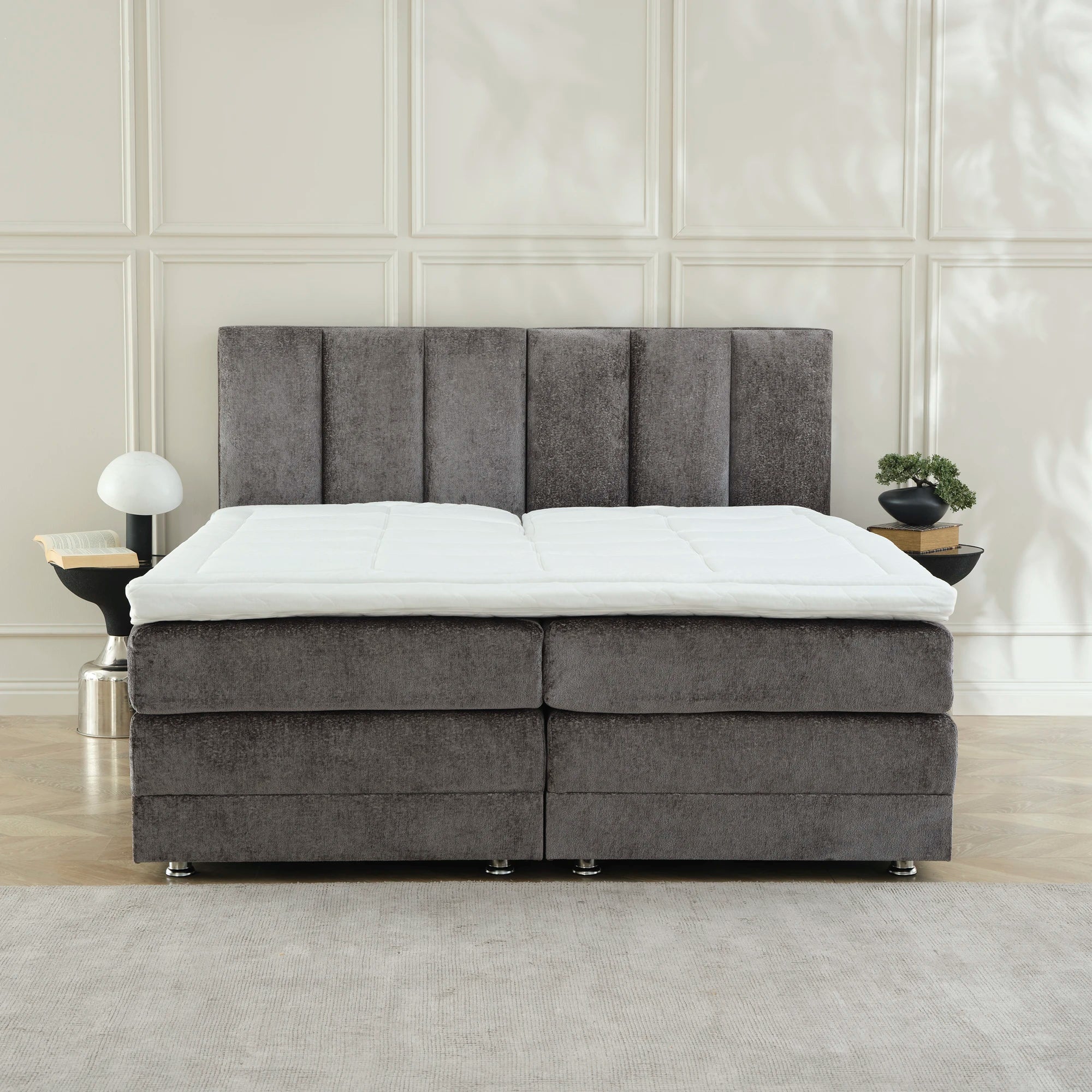 Boxspringbett OSCAR Boucle elektrisch verstellbar mit Matratze & Topper