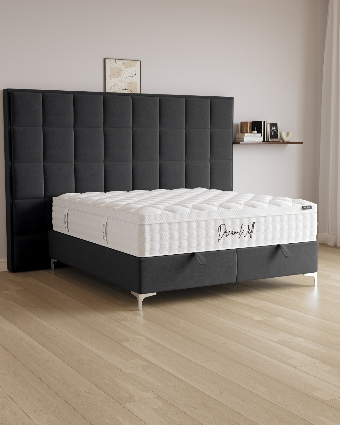 Bett mit Stauraum Castle Long in Samt