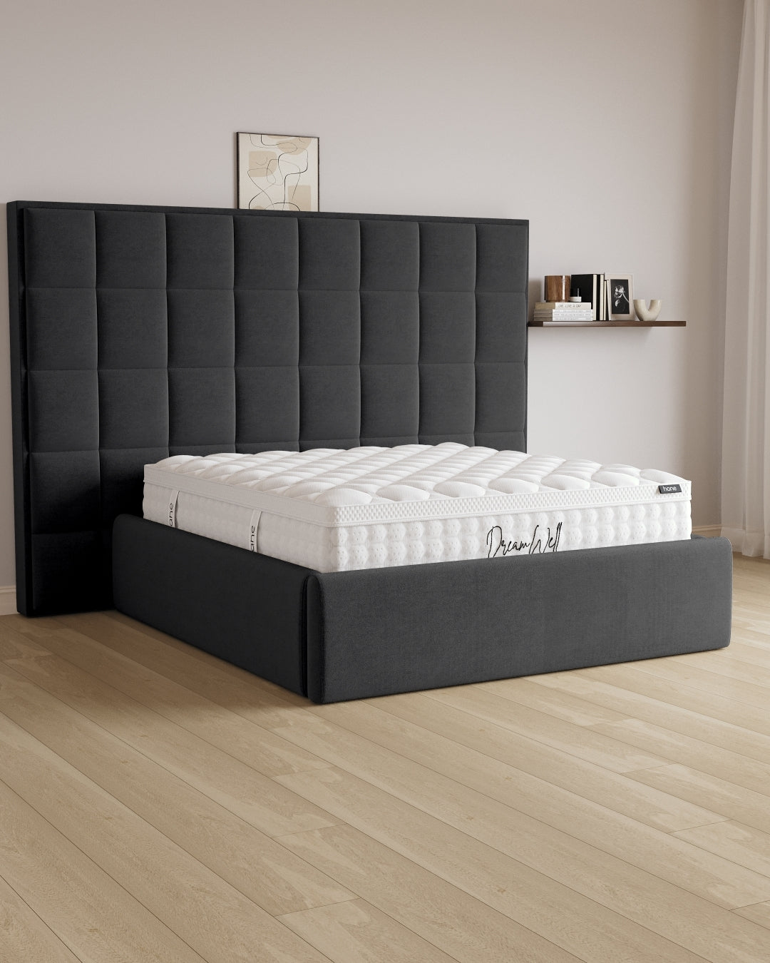 Bett mit XXL Stauraum Castle Long in Samt